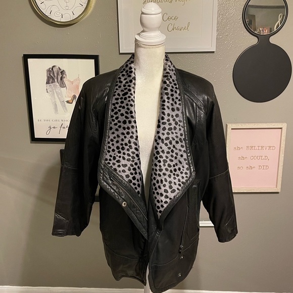 Marc Buchanan for Tannery West Vintage Leather and Fur Wide Collar Style Jacket - Picture 3 of 16